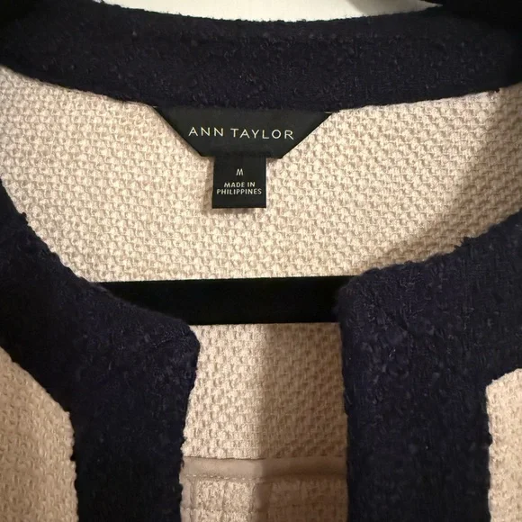 Ann Taylor Cream and Navy Blazer - Picture 2 of 3